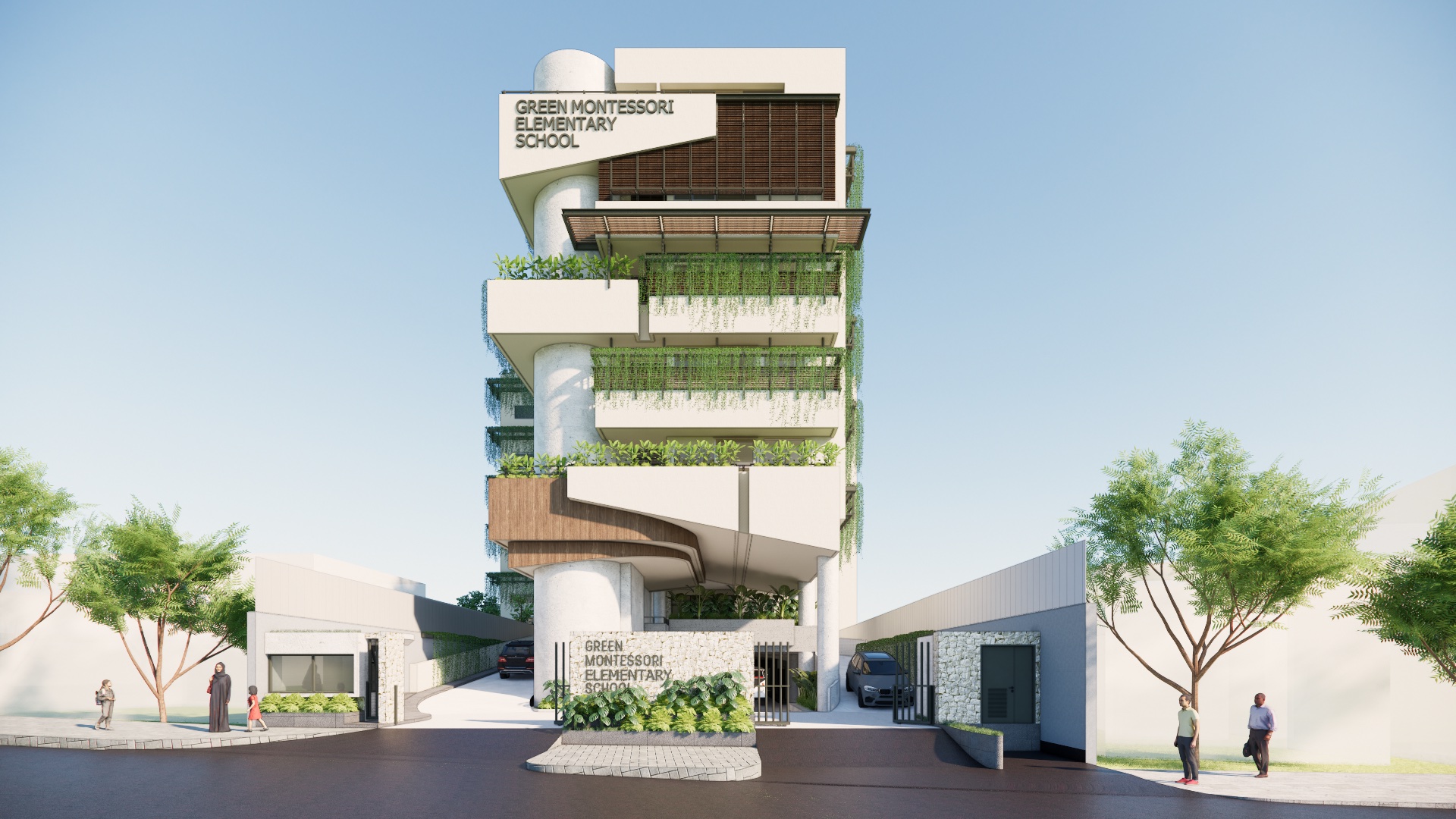 Render of the new Elementary campus — exterior facade